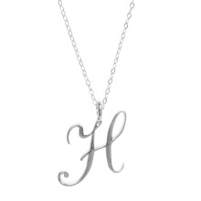 Klassische Damen-Halskette aus Silber mit Anhänger in Form englischer Initialen, 66 cm, Schlüsselbein.
