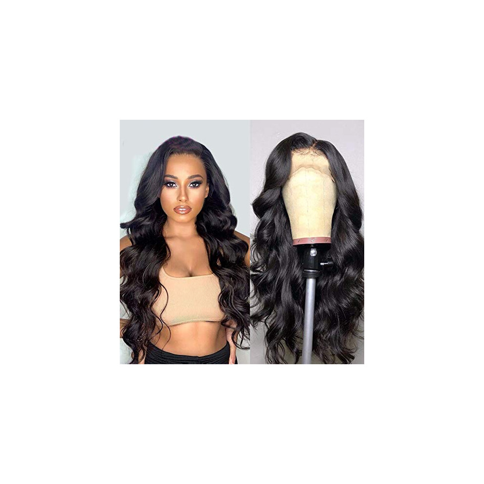 26 Inch 13x4 Body Wave Human Hair Lace Front Wig 180% Density Brazilian Remy Pre Plucked