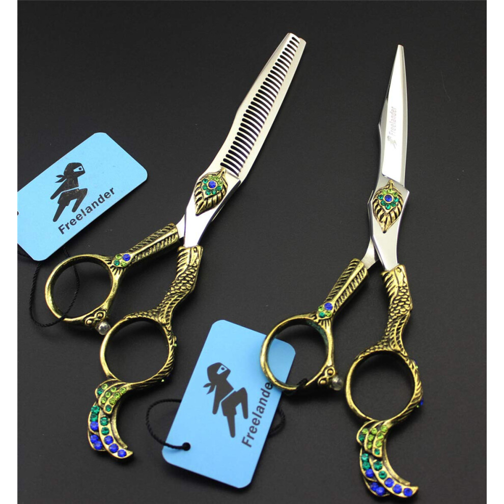 Hair Cutting Scissors Set with Sharp Japanese Steel Blades, Ergonomic Barber Shears Kit 6.0 Inch