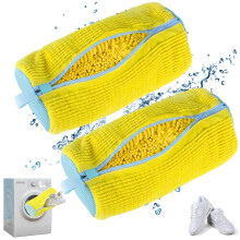 Shoe Washing Bag for Washer and Dryer – Reusable Sneaker Laundry Mesh with Secure Zipper, 2 Pack Large