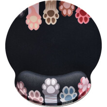 Ergonomisches Mauspad mit Katzenpfotenmotiv, Memory-Schaumstoff-Rückseite und rutschfester Gummibasis, für Laptop, Gaming und Büro