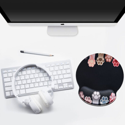 Εργονομικό mouse pad με πατούσα γάτας, υπόστρωμα από αφρό μνήμης, αντιολισθητική βάση 2