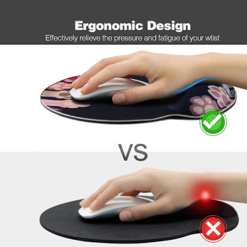 Εργονομικό mouse pad με πατούσα γάτας, υπόστρωμα από αφρό μνήμης, αντιολισθητική βάση 1