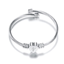 Kiplyki Wholesale26 Letters Rustfritt Ståltrådarmbånd Hjerteformet Armbånd