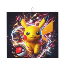 Pikachu Geschirrtrockenmatte für die Küchenarbeitsplatte, Mikrofaser-Geschirrtuchmatte, schnell absorbierende Abtropfmatte