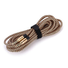 3 meter lang AUX-kabel, 3,5 mm jack, gullbelagt plugg, lydledning for iPod-telefon