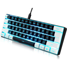 Méarchlár Cearrbhachais Íostach Inaistrithe Sreangaithe Ultra-Dlúth Mini Imitation61 Eochair RGB Backlight (Dubh-Bán)…