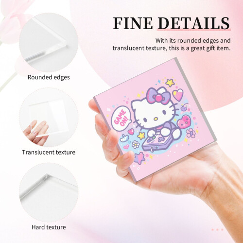 Hello Kitty Ακρυλική Τετράγωνη Πλακέτα με Εμπνευσμένα Αποφθέγματα, Ρομαντικό Δώρο για 2