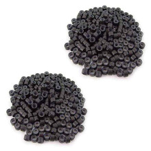 400 anneaux, maillons et perles de 5 mm, couleur marron foncĂ©, doublĂ©s de silicone, pour extensions de cheveux Ă pointes en plumes et Ă