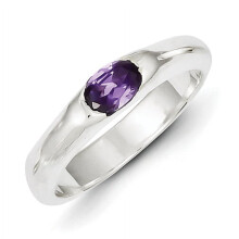Lilla Oval CZ Halv Bezel Ring i Sterling Sølv QR4430