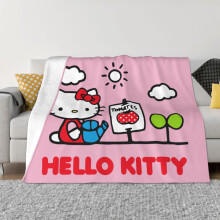 Blaincéad Hello Kitty, Blaincéid Chaithimh Lomra Flannáin, Bog agus Te, leapa Plush, don Tolg, Seomra Maireachtála, Seomra Leapa - 60"X50"