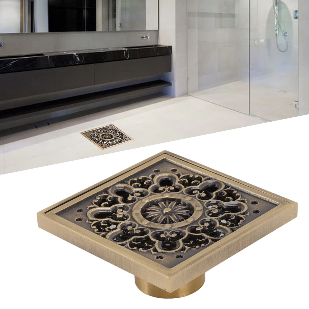 Squared Copper Shower Drain: Retro Style Large Flow Odor Prevention 9431382051716