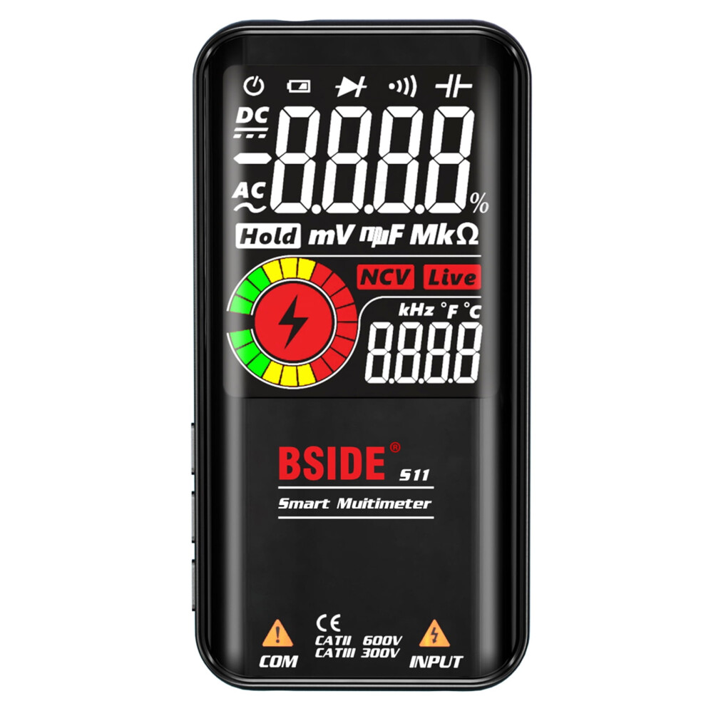Bside S11 9999 Counts Digital Multimeter, Rechargeable Lcd Meter With Ncv, Ac/Dc Voltage, Resistance, Capacitance, Frequency, Diode, Continuity Test 9448196182482