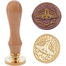 Schmetterlings-Wachssiegelstempel, 30 mm, Messingkopf, Stern-, Mond- und Pilzmotiv, für Hochzeitseinladungen, Geschenkverpackungen,