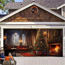 Kerstdecoratie voor de garage, geschikt voor feestelijke deurdecoratie, banner voor feestjes, 7x16ft & 6x13ft