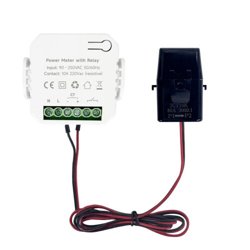 Έξυπνος μετρητής ισχύος Tuya WiFi AC90-250V με σφιγκτήρα, CT, Παρακολούθηση ισχύος KWh,