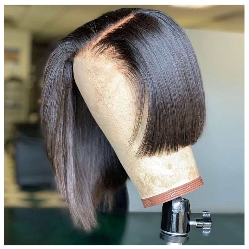 Unisex Black Human Hair Lace Front Bob Wig 13X4 Glueless Short Straight Brazilian Virgin Hair For Women