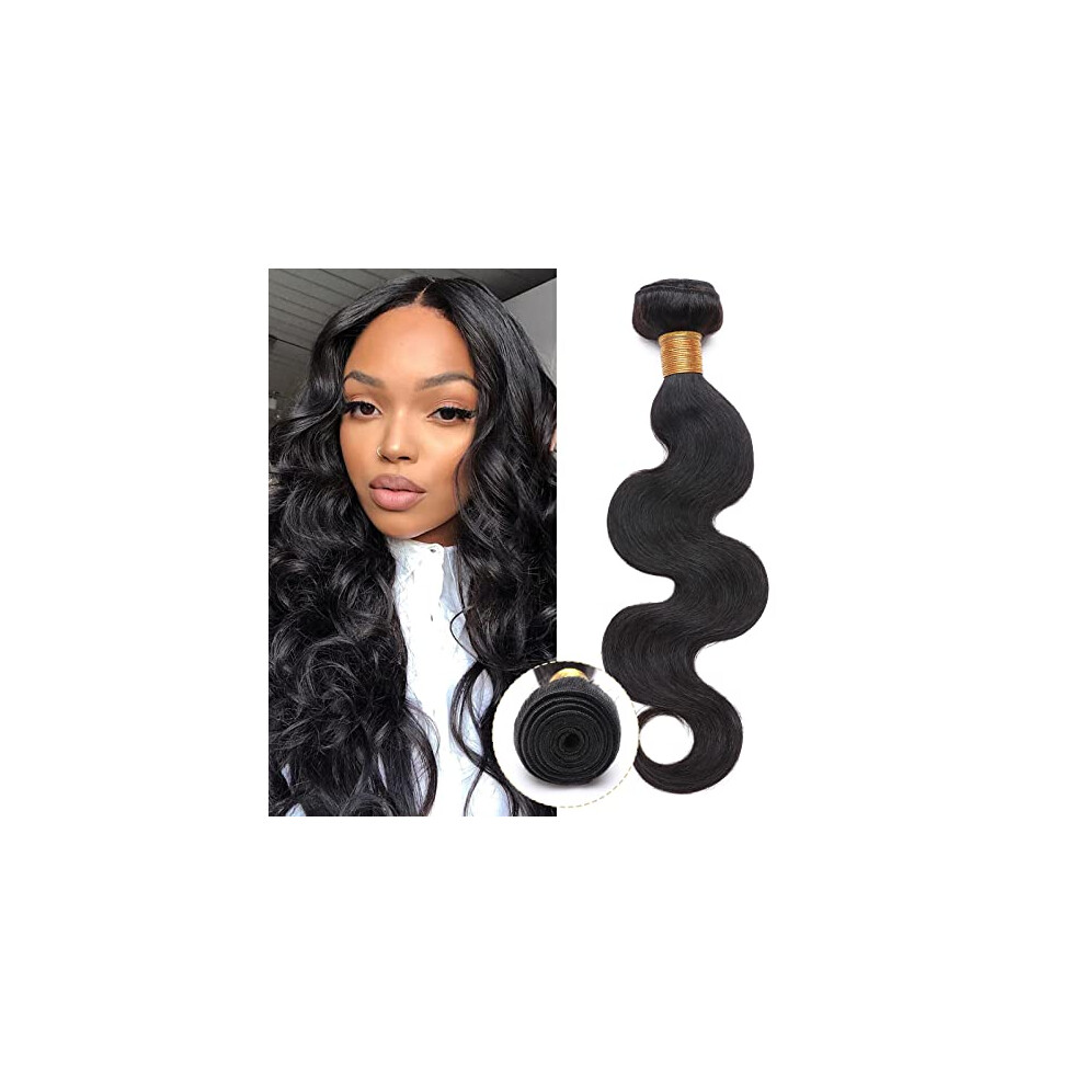 Unisex Black Brazilian Body Wave Human Hair Extensions 24 Inch Natural Sew In Weft 100G Virgin Remy