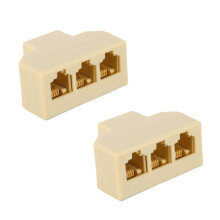 RJ11 Telephone Splitter Adapter 2pcs Female to Female Connector for Landline Phones Easy Install