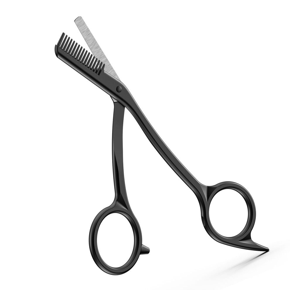 Black Eyebrow Scissors With Comb Stainless Steel Precision Trimmer For Men Women Eyebrow Shaping Grooming Kit