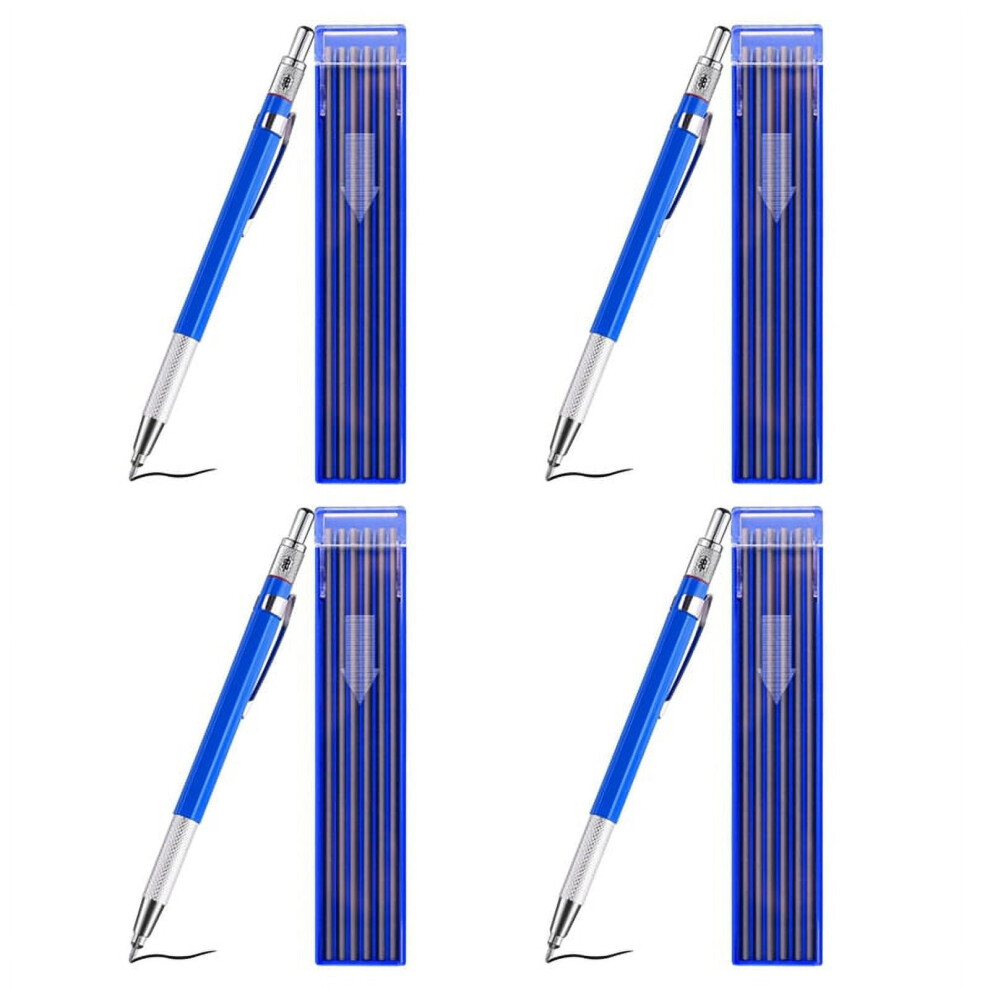 4X Welders Pencil With 48X Round Silver Refills, Metal Marker Pen Metal Carbide Scriber Mechanical Pencils 9482828464171