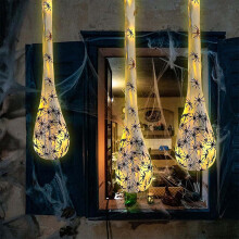 Függesztett Halloween dekorációk kültéri óriáspóktojás, kompatibilis a lila LED lámpákkal, vízálló, 39 hüvelykes, 3 darabos