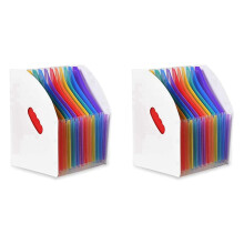 Porte-documents vertical A4 extensible (2 compartiments) - Panier de rangement vertical pour dossiers de bureau - Porte-documents Ă 13 poches