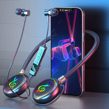 Gnobogi Nackenbügel-Bluetooth-Kopfhörer, RGB-LED, Bluetooth 5.3, SD-Kartenunterstützung, In-Ear-Sport-Ohrhörer, Komfortpassform