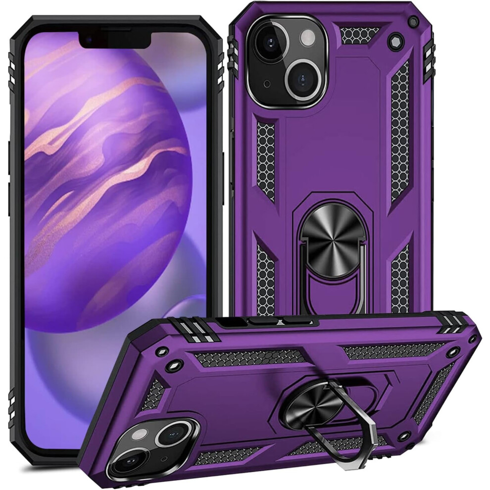 Military-Grade Shockproof Case For Iphone 13 Mini With Kickstand, Rugged Protection Case Purple 9482828464867
