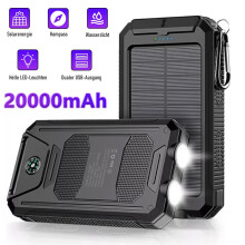 20000mAh Solar Power Bank, Portable Charger for Cell Phone compatible with iphone, Dual USB, Flashlight, Compass for Camping Hiking Outdoor (F6)