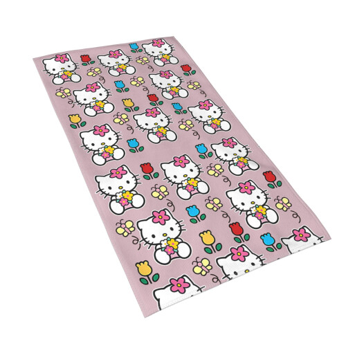 Μαλακή απορροφητική πετσέτα μικροϊνών Hello Kitty - Χαριτωμένο σχέδιο κινουμένων 1