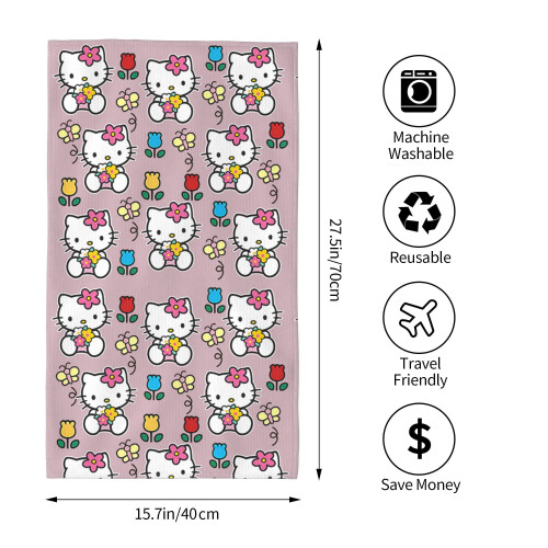 Μαλακή απορροφητική πετσέτα μικροϊνών Hello Kitty - Χαριτωμένο σχέδιο κινουμένων 2