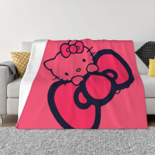 Hello Kitty deken, flanellen fleece plaid, superzacht, knus, warm, pluche beddengoed voor bank, woonkamer, slaapkamer - 203 x 152 cm