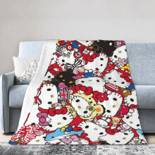 Hello Kitty cartoon plaid/deken voor in bed of op de bank.
