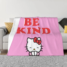 Hello Kitty deken, flanellen fleece plaid, superzacht, knus, warm, pluche beddengoed voor bank, woonkamer, slaapkamer - 102 x 76 cm