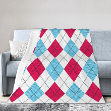 Blauw en roze ruitjespatroon flanellen deken, grappige, ultrazachte, microwarme plaid, fleece deken, interessant cadeau, 80"x60"