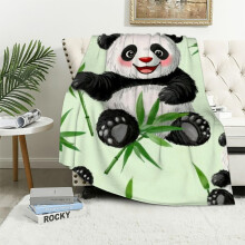 Panda deken cadeaus: schattige plaid voor volwassenen en kinderen - groene zachte pluche deken voor op de bank of sofa, 60x80 inch