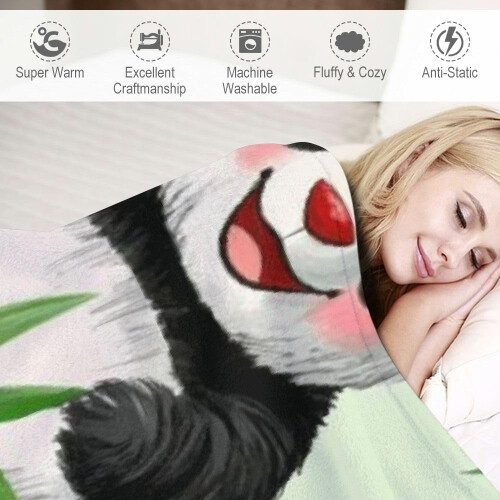 Κουβέρτα Panda Χαριτωμένη Κουβέρτα για Ενήλικες, Παιδιά - Πράσινες μαλακές 2