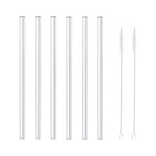 Smoothie rietjes van glas met schoonmaakborstel voor bubble tea, milieuvriendelijk, hoogwaardig borosilicaatglas, 6 stuks