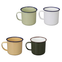 4-delige set emaille mokken, wijnglazen, espressokopjes, dikke mok, vintage mok met handvat, emaille drinkbekers, hotpotbeker, reisbeker