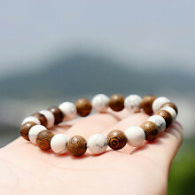 RSAMD Turquoise Houten Armband Natuursteen Onyx Kralen Elastisch Touw Bedel Armband-1