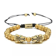 RSAMD 3-teiliges Luxus-Armband aus Edelstahl mit römischen Ziffern und Leopardenmuster für Herren – 1 Stück – Gold-Leopardenmuster