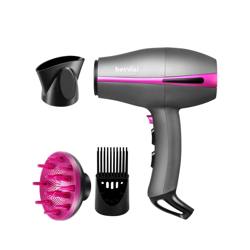 1875W Professional Hair Dryer with Diffuser, Concentrator and Comb for Fast Styling