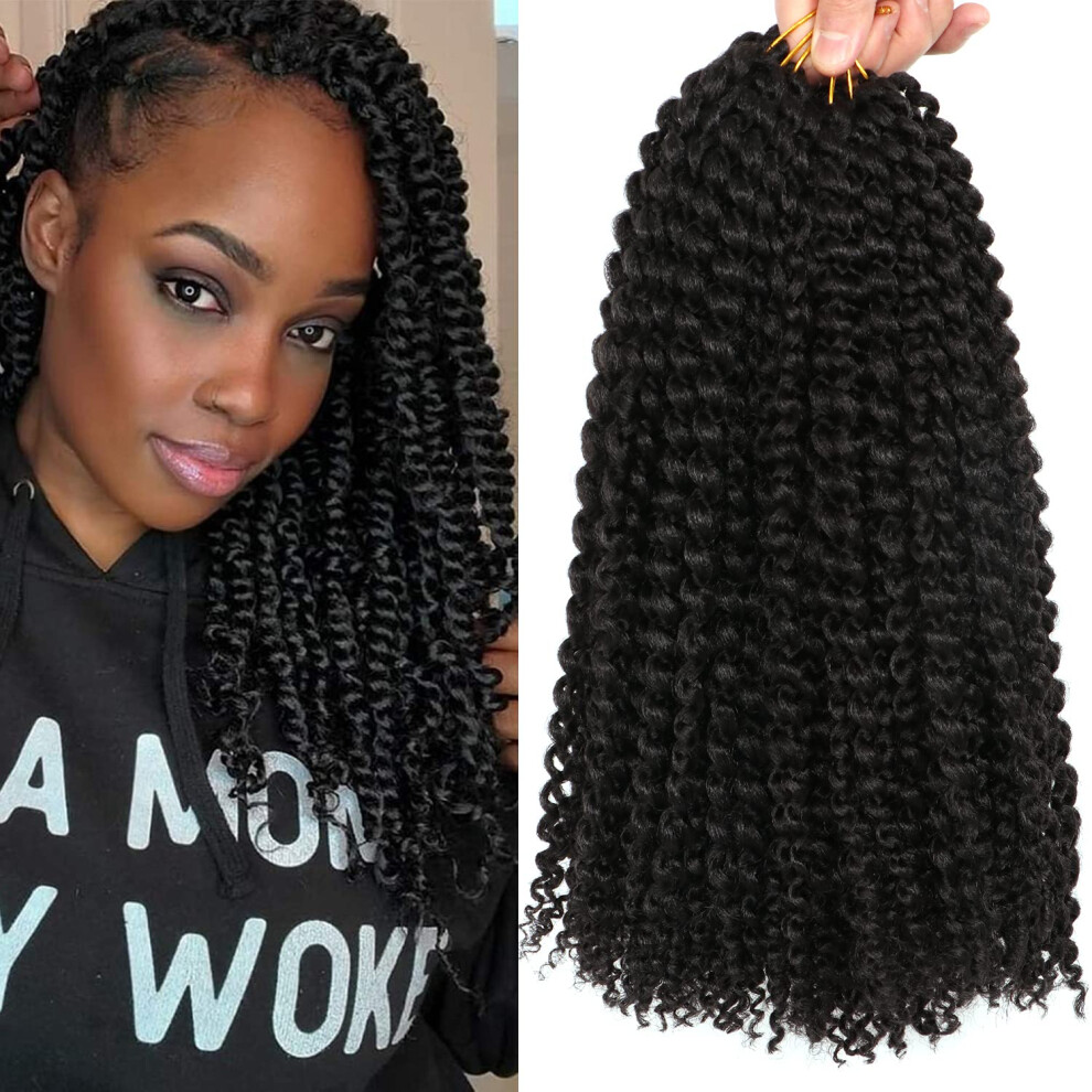Unisex Passion Twist Hair 14 Inch Crochet Braiding Afro Kinky Curly Marlybob Jerry Curl Synthetic 6 Bundles Naturallooking Fiber
