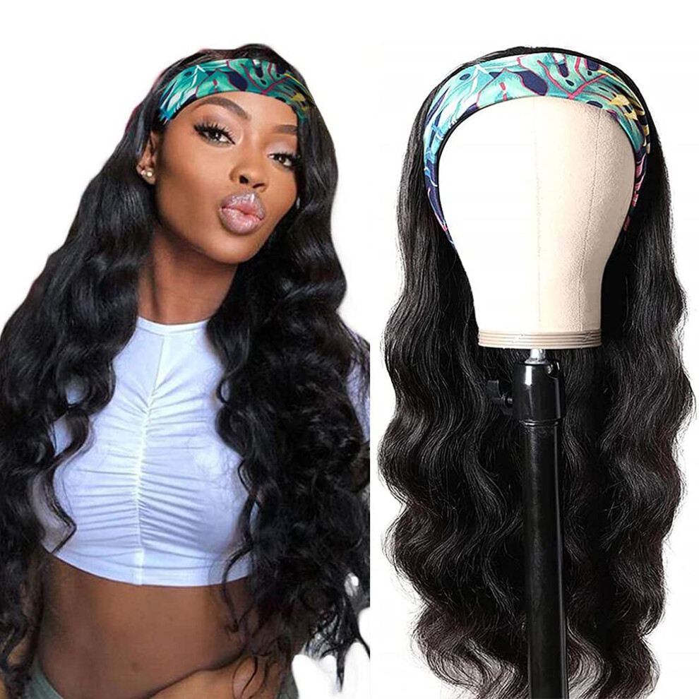 24 Inch Body Wave Headband Wig for Black Women, Glueless Synthetic, Heat Resistant, Natural Hairline