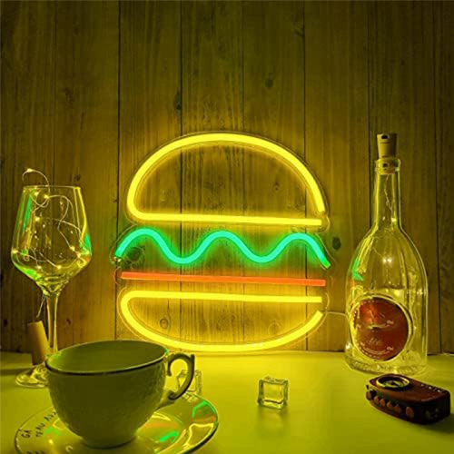 Hamburger Neonljusskylt USB-driven Väggkonstdekor Heminredning för Bröllopsbutik Restaurang 2