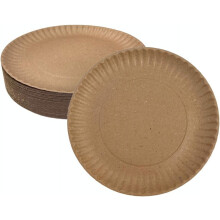 Jednorazové papierové taniere Kraft 9 palcov EcoQuality, nepotiahnuté, veľké, jednorazové hnedé papierové taniere na každý deň, papierové