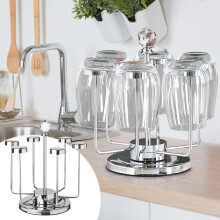 Escurridor de 6 tazas, estante para tazas de té, soporte para copas de vino, soporte para vasos, escurridor de acero inoxidable para vasos de bar,