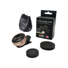 Phone Camera Lens 0.45X Ultra Wide Angle + 12.5X Macro Lens Universal Clip-on Camera Lens for Most Smartphones Rose Gold