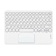 WRKEKC Gifts for Him Bluetooth Keyboard Round Cap Keyboard Portable Bt Wireless Keyboard with Touchpad for Android Pc Tablet White